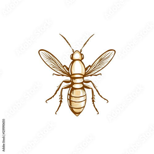 Termite minimalist 2D vector graphic illustration sketch on a white background.

