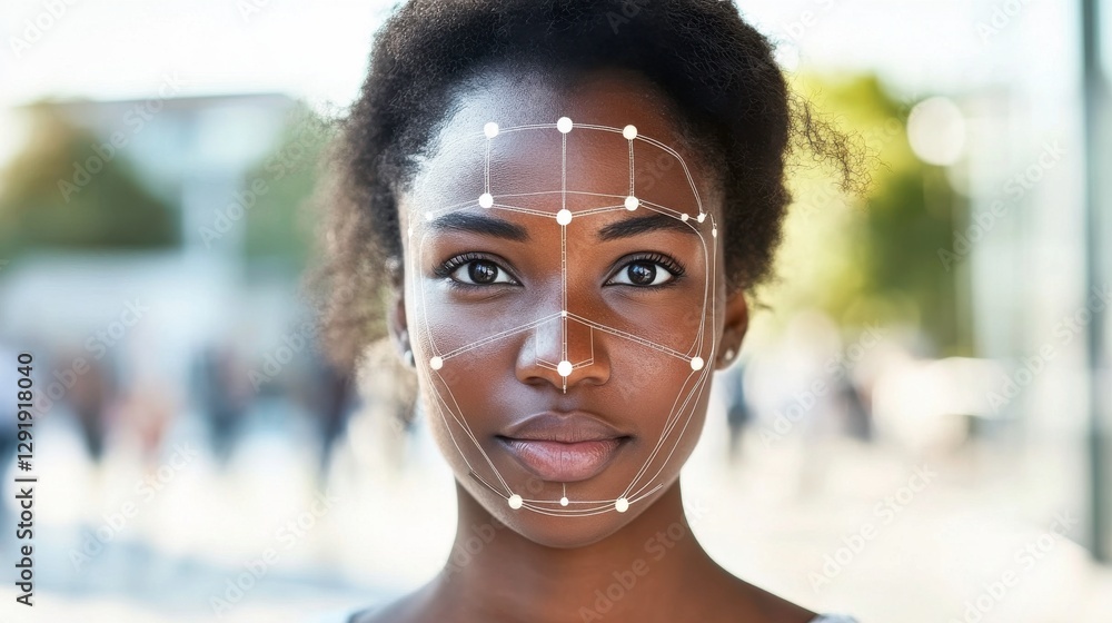 Close-Up of Facial Recognition Technology in Use Close-Up of Facial Recognition Technology in Use