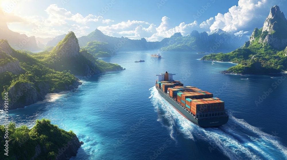 Naklejka premium Shipping – the engine of international trade