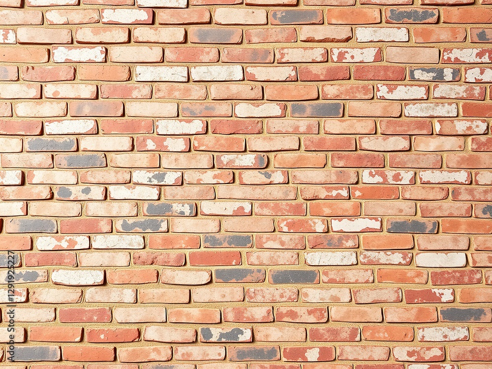 Obraz premium Historic Brick Facade: Cracked Plaster Reveals Layers of Time