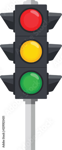 Obraz na płótnie Traffic light with red, yellow, and green signals in a flat design showcasing urban traffic control vector art w salonie