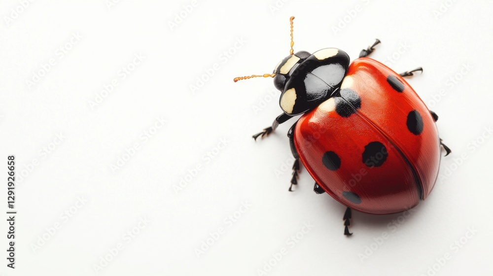 Ladybug Close-Up: Detailed Insect Portrait on White Backdrop Ladybug Close-Up: Detailed Insect Portrait on White Backdrop