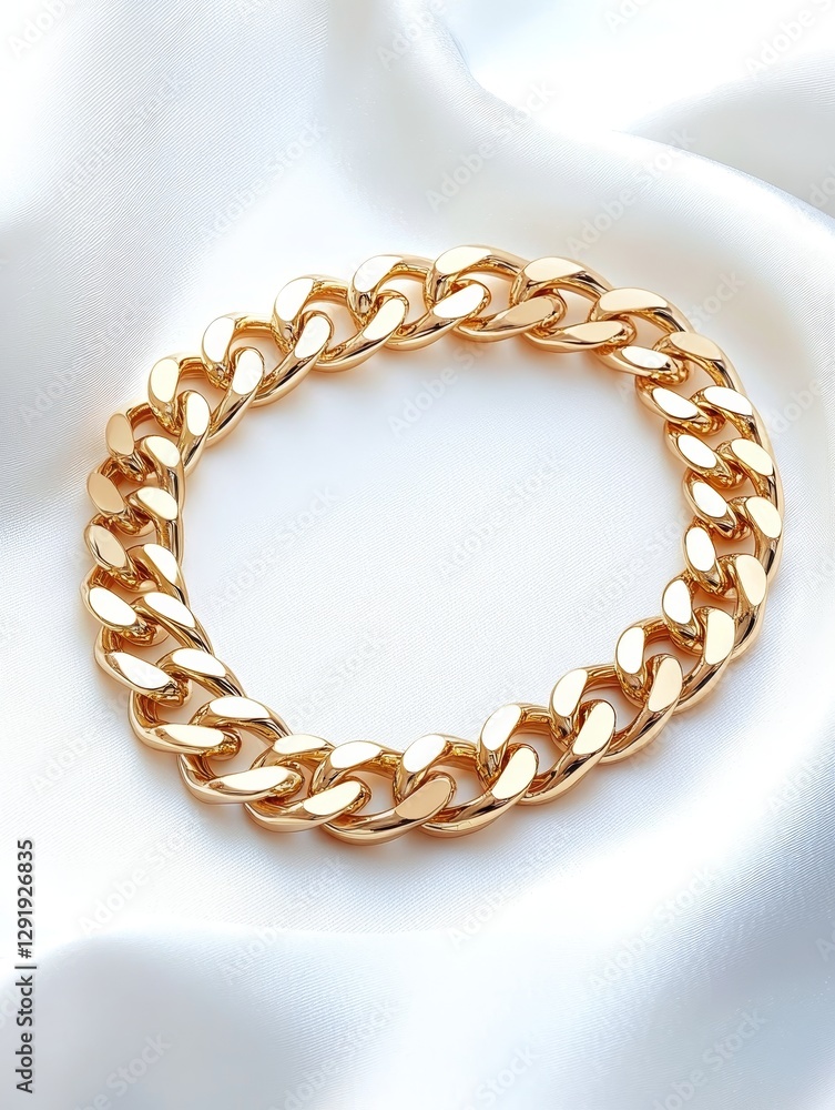 Obraz premium Gold Curb Chain Bracelet - Elegant gold curb chain bracelet, perfect for adding a touch of luxury to any outfit. Stylish and modern design