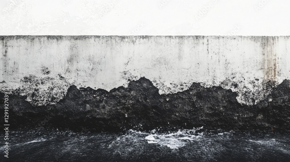 Obraz premium Eroded wall, weathered textures, water splash, aged facade