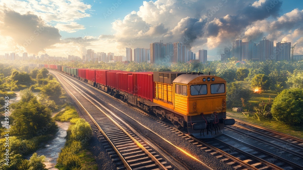 Fototapeta premium Modern freight cars – development of railway logistics