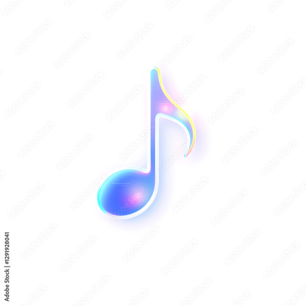 Music note holographic 3D icon. neon symbol vector illustration isolated on white background. Generative AI Music note holographic 3D icon. neon symbol vector illustration isolated on white background. Generative AI