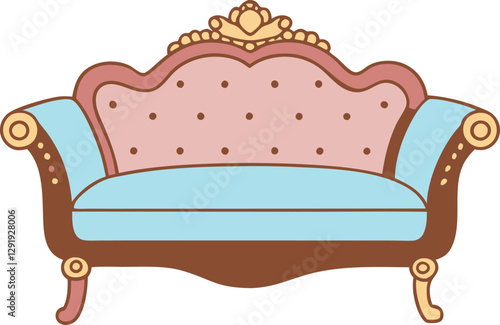 Vintage victorian sofa with elegant design and pastel upholstery