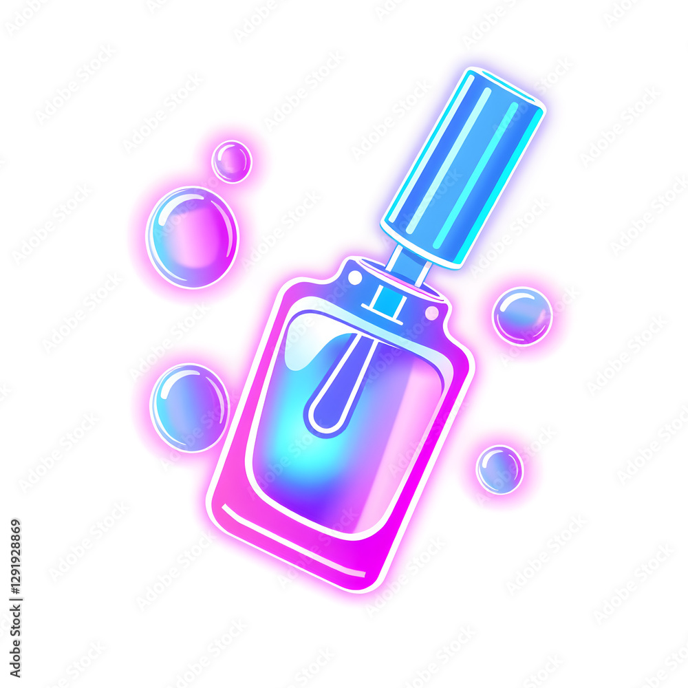 Nail polish holographic 3D icon. neon symbol vector illustration isolated on white background. Generative AI Nail polish holographic 3D icon. neon symbol vector illustration isolated on white background. Generative AI