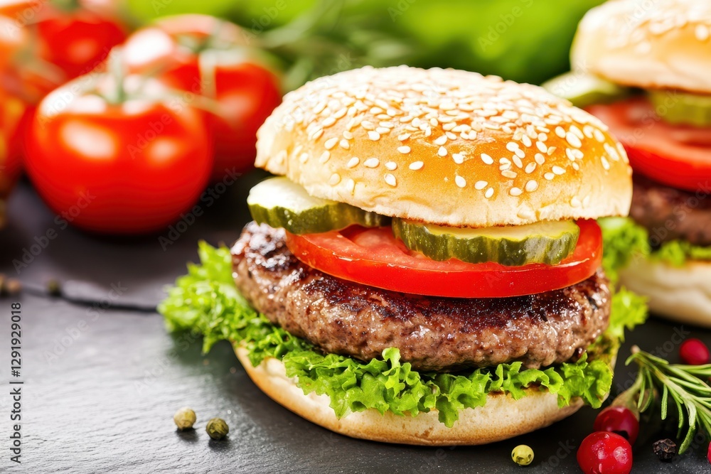 Juicy Burger With Salad Juicy Burger With Salad