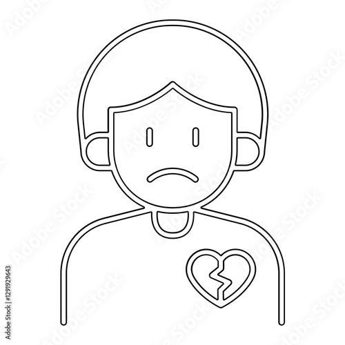 Broken heart icon in line style