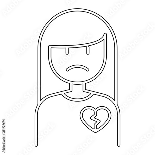 Broken heart icon in line style