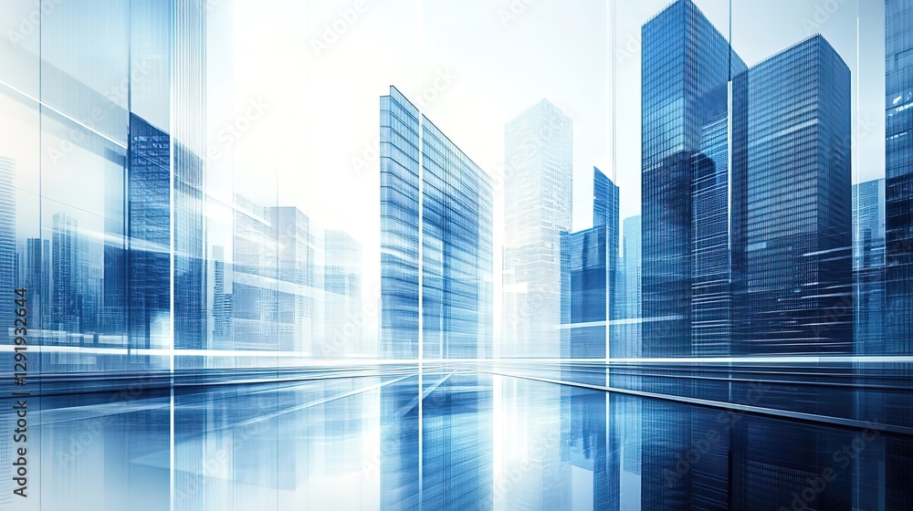 Empty modern business office skyscrapers. High-rise buildings in commercial district with blue sky. bright and clean high tech office background Empty modern business office skyscrapers. High-rise buildings in commercial district with blue sky. bright and clean high tech office background