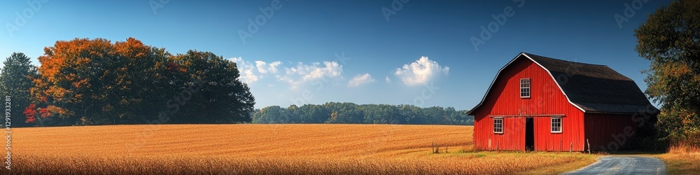 Red barn sits on rolling hills in a peaceful countryside, with cows grazing nearby, A picturesque red barn sits under a vast blue sky surrounded by lush green fields. Red barn sits on rolling hills in a peaceful countryside, with cows grazing nearby, A picturesque red barn sits under a vast blue sky surrounded by lush green fields.