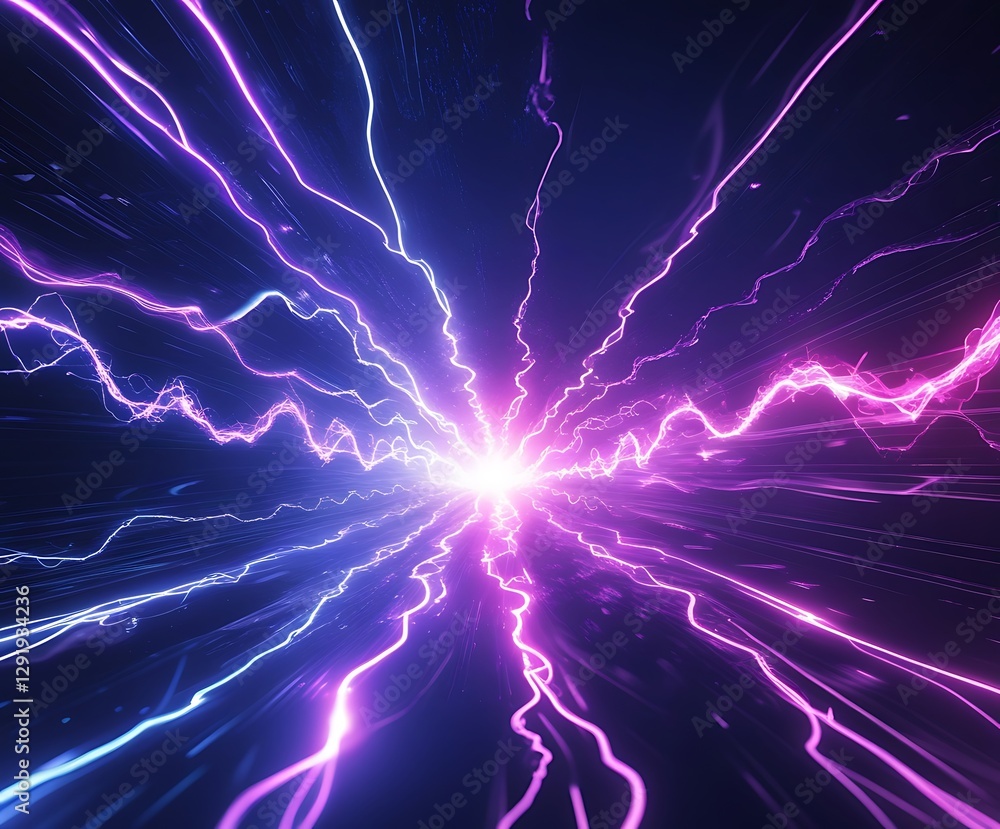 Obraz premium Abstract High-Energy Electric Discharge with Neon Glowing Sparks