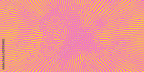 Abstract pattern background. Organic halftone background. Pink yellow Vector organic pattern of line and dots maze and irregular cells on red background