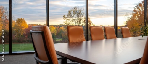Empty Conference Room at Sunset