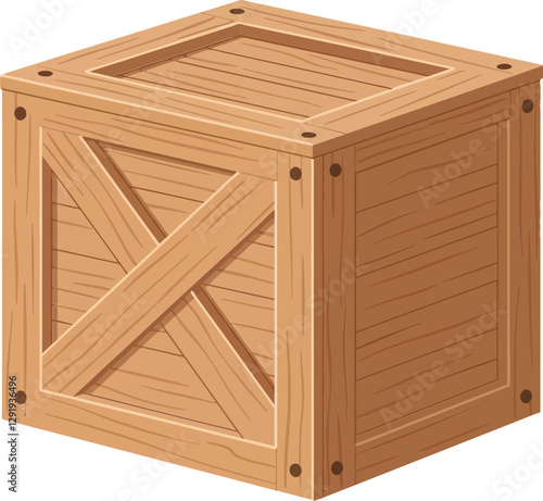 Obraz na płótnie Wooden storage crate designed in a minimal style showcasing natural wood texture and structure in detailed vector illustration w salonie