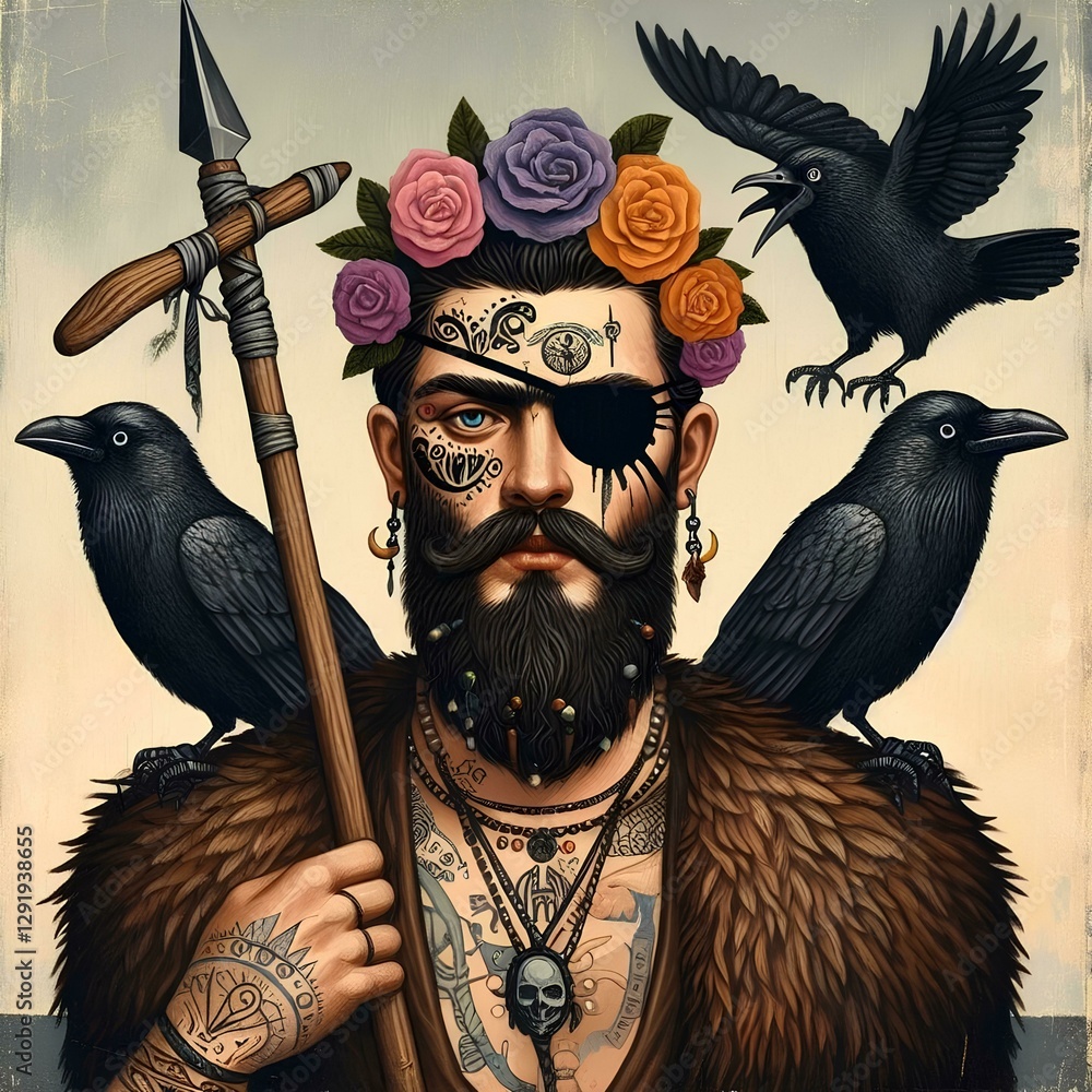Obraz premium artistic illustration of the norse god odin 58