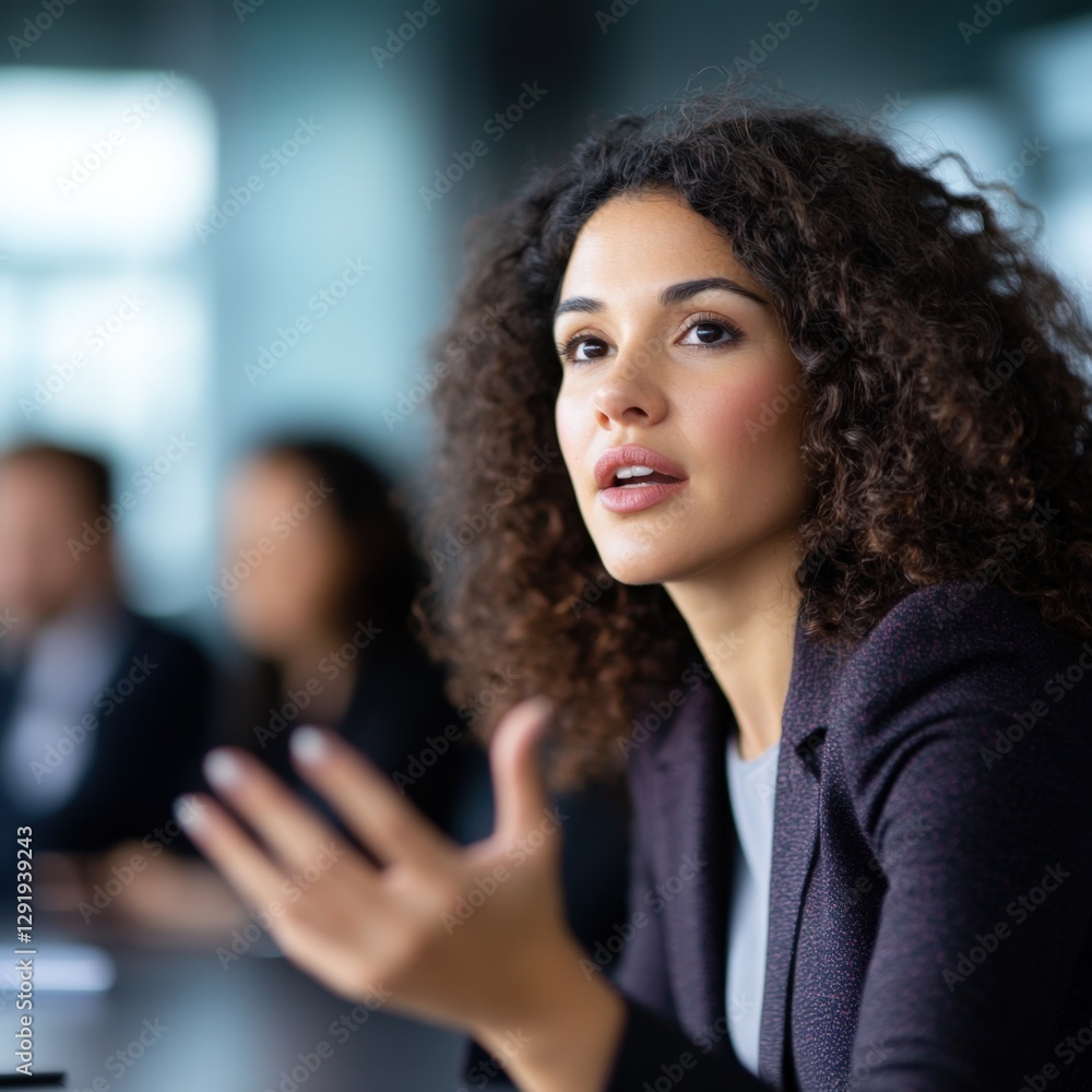 Businesswoman speaking at meeting Businesswoman speaking at meeting