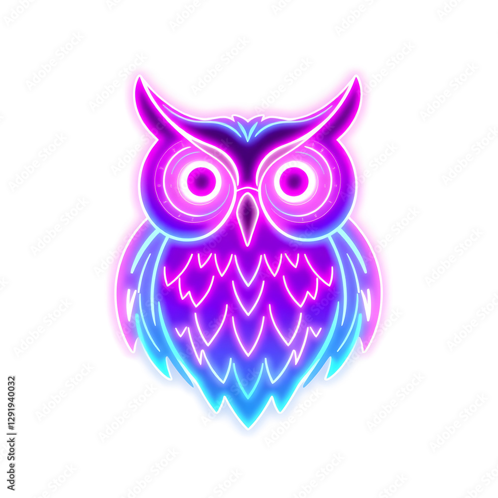 Owl holographic 3D icon. neon symbol vector illustration isolated on white background. Generative AI Owl holographic 3D icon. neon symbol vector illustration isolated on white background. Generative AI