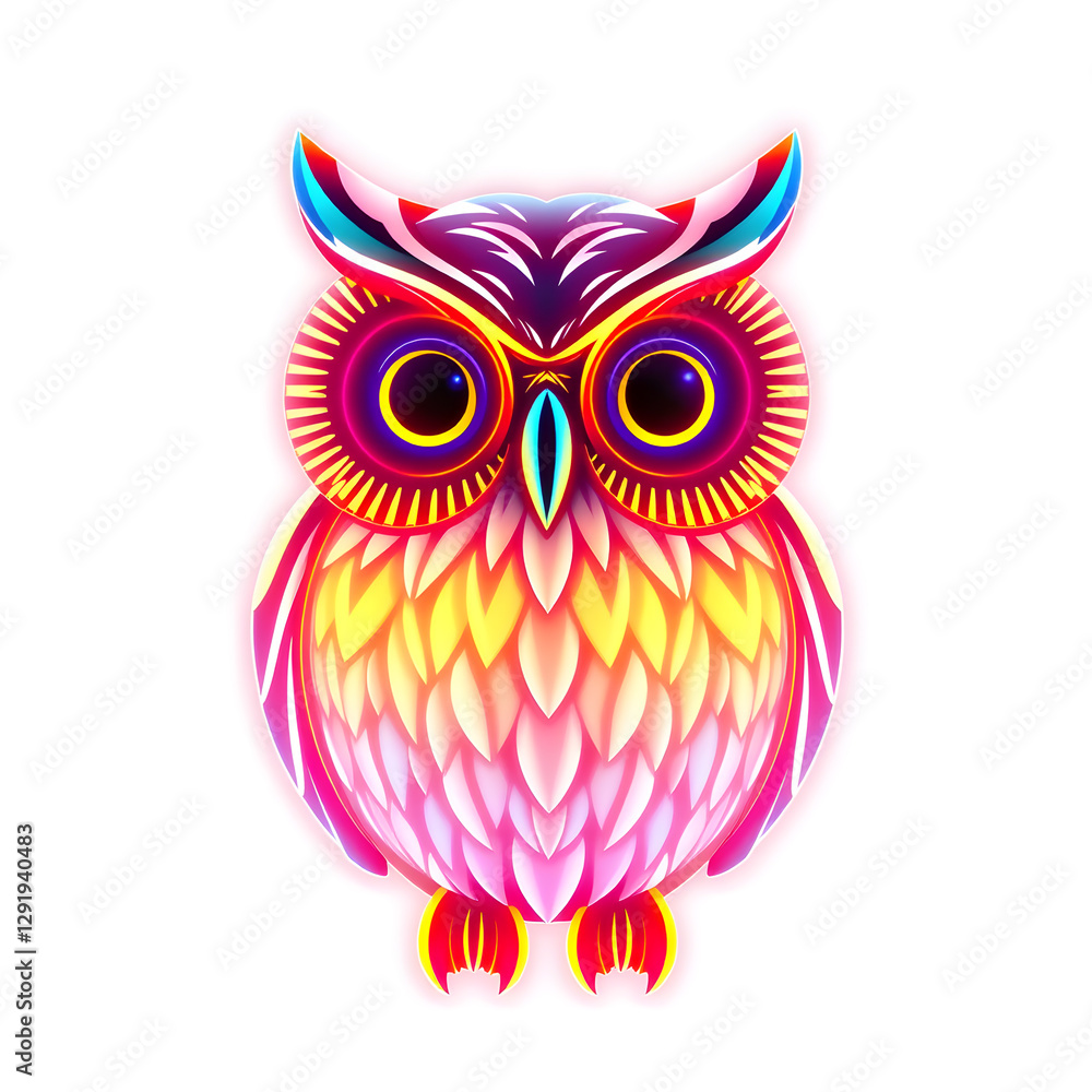 Owl holographic 3D icon. neon symbol vector illustration isolated on white background. Generative AI Owl holographic 3D icon. neon symbol vector illustration isolated on white background. Generative AI