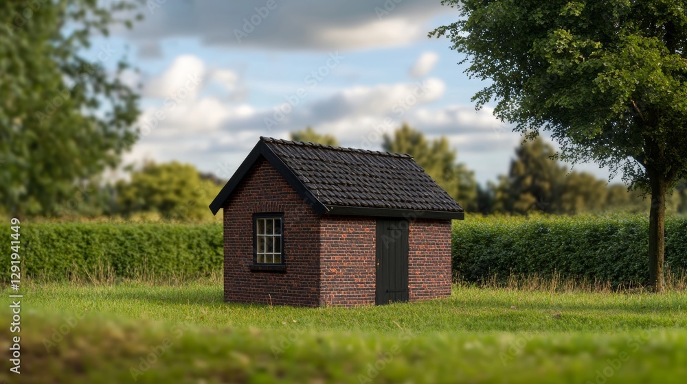 Obraz premium Charming peat hut in drenthe a stunning display of dutch architecture amidst lush greenery