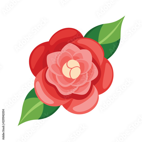 Perplex Camellia Flower Vector Illustration ? Cartoon, Clipart & Line Art Design.eps