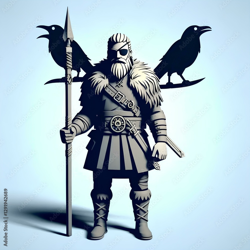 Fototapeta premium artistic illustration of the norse god odin 23