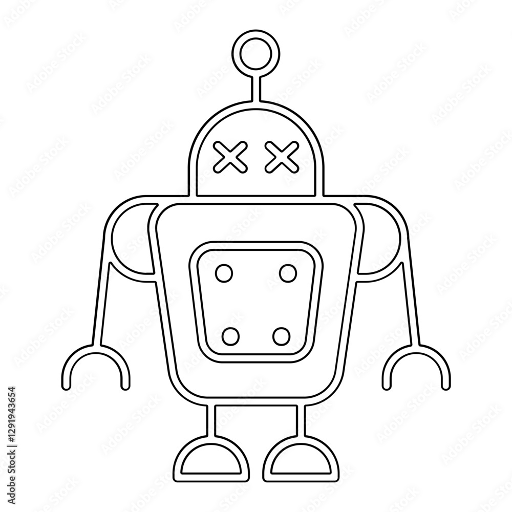 Naklejka premium Robot icon in line style