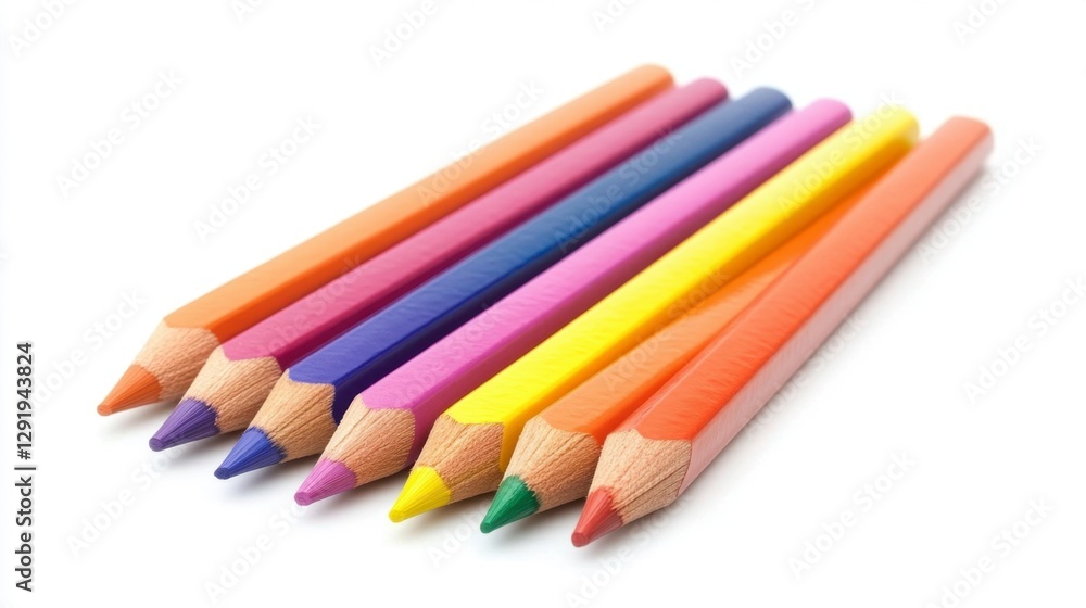 Colorful Pencils Arranged on White, Education Concept Colorful Pencils Arranged on White, Education Concept