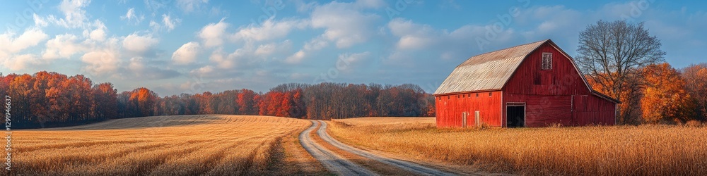 Red barn sits on rolling hills in a peaceful countryside, with cows grazing nearby, A picturesque red barn sits under a vast blue sky surrounded by lush green fields. Red barn sits on rolling hills in a peaceful countryside, with cows grazing nearby, A picturesque red barn sits under a vast blue sky surrounded by lush green fields.