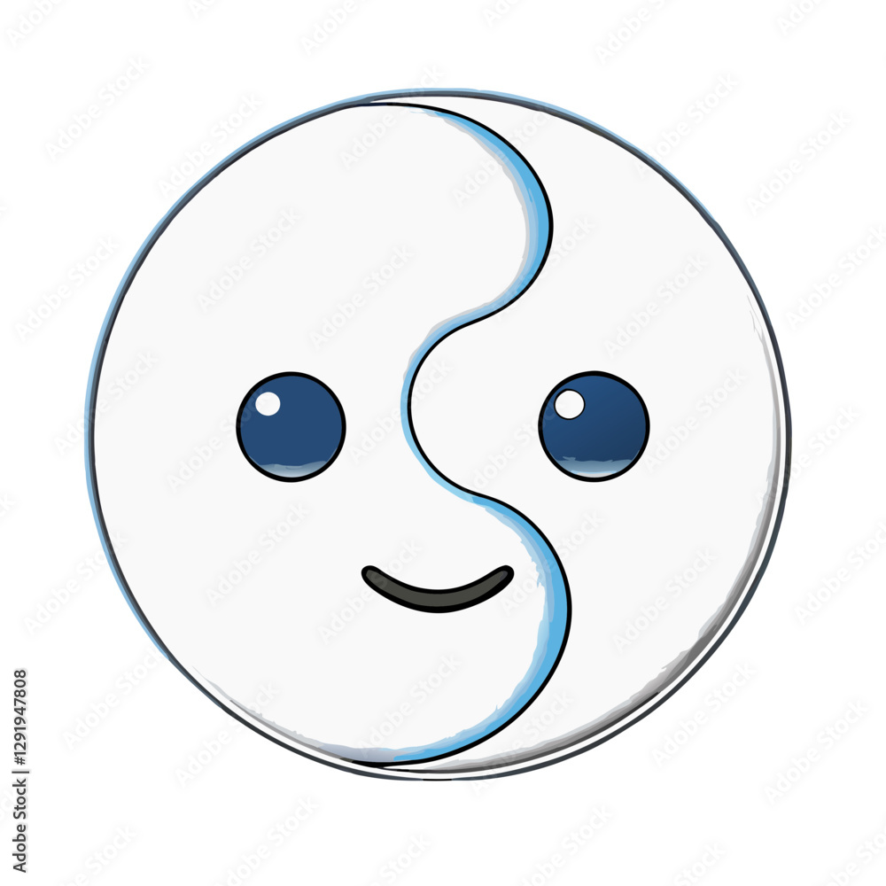 Fototapeta premium Cute cartoon character with a smiling face and blue eyes