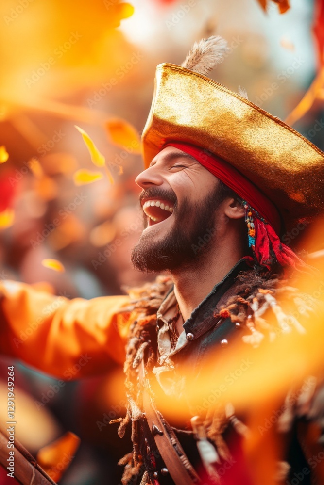 custom made wallpaper toronto digitalA joyous man in a pirate costume laughs, golden hat and confetti fill the frame. Pure happiness!