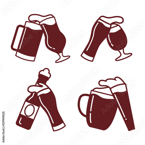 Clinking glasses of beer