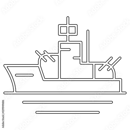 Warship icon in line style