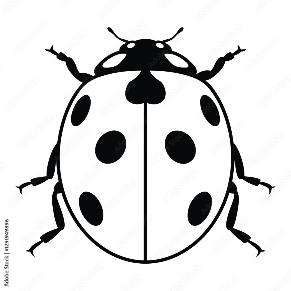 Line art Seven-spot ladybird silhouette vector graphic. Line art Seven-spot ladybird silhouette vector graphic.