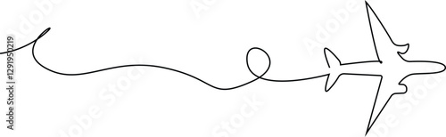 airplane line art style vector with white background. continuous line drawing of a plane.