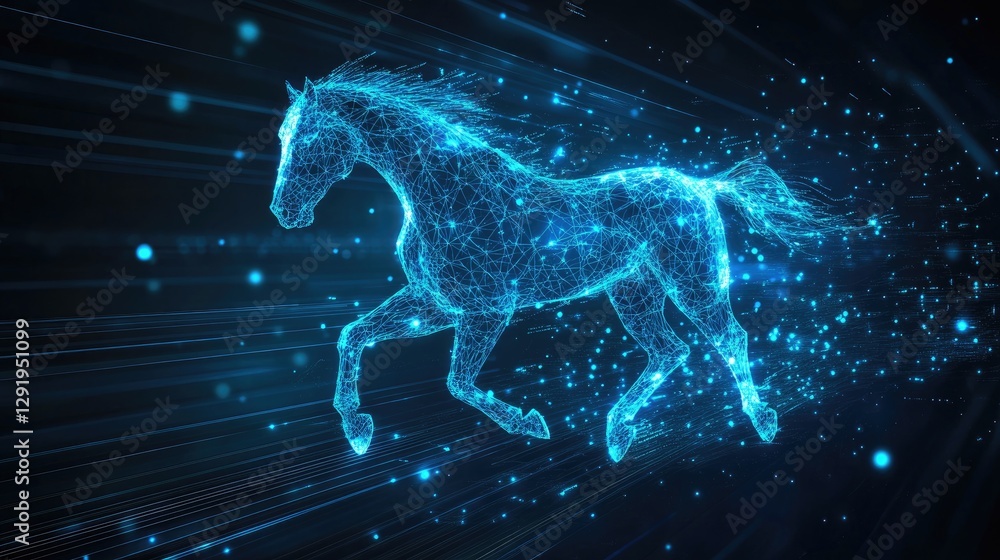 Digital Horse in Motion, A Futuristic Vision of Speed and Grace Digital Horse in Motion, A Futuristic Vision of Speed and Grace