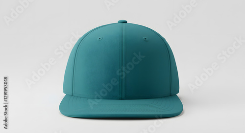 Teal blank smooth hat white backdrop bright studio lighting mockup clean sharp image