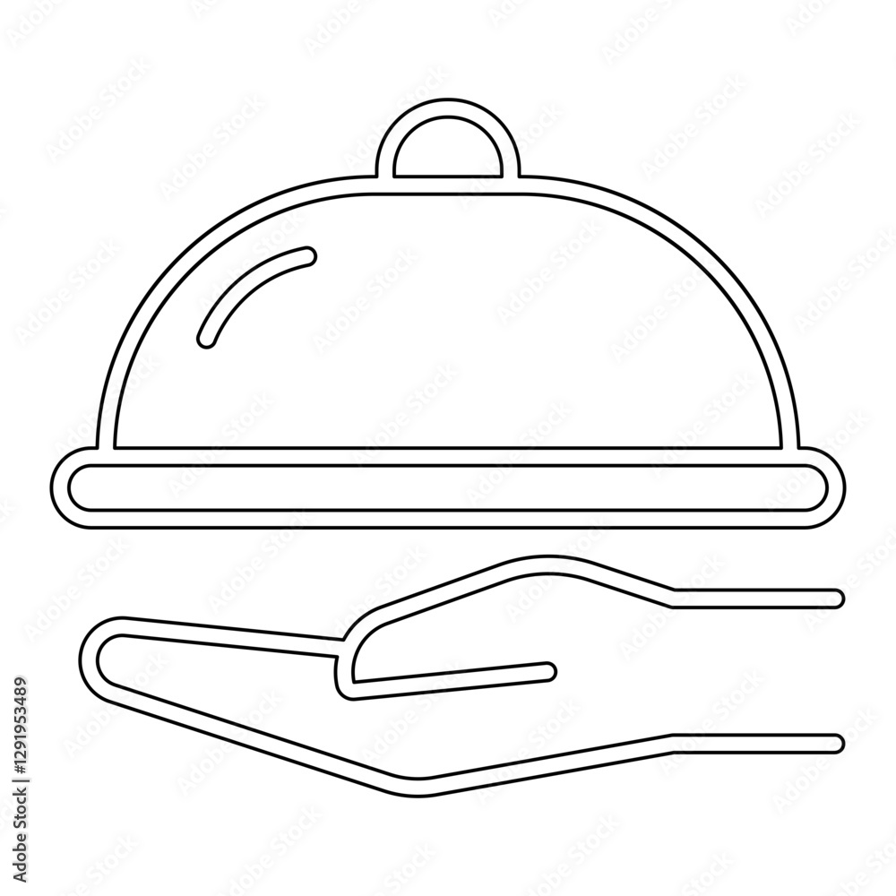 Serving food icon in line style Serving food icon in line style