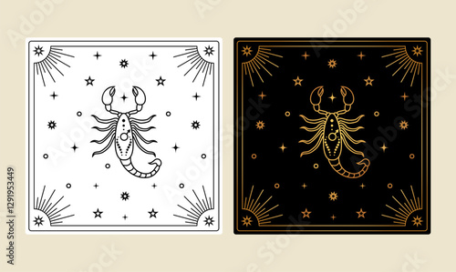 Tarot card with Scorpio zodiac sign