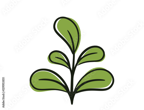 Spring plant with five rounded leaves. Planting and nature design element. Isolated vector image