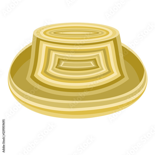 Straw Hat in flat technique vector illustration 