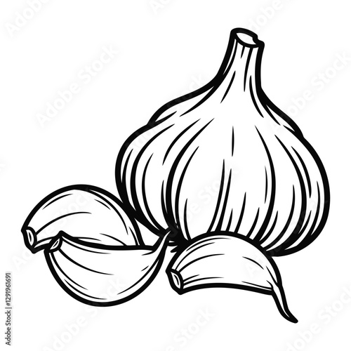 Garlics line art silhouette vector design.
