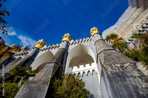 Fototapeta Exploring the intricate details of the National Palace of Pena in Sintra, Portug