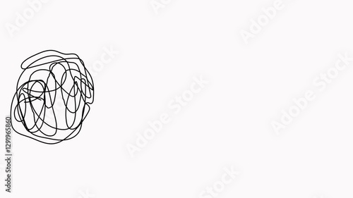 Chaotic and mess lines with lightbulb continuous line drawing animation. Problem solving concept motion video. Animated creating idea symbol. 