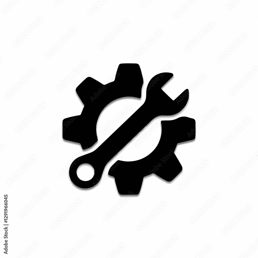Settings icon with wrench and gear symbol Settings icon with wrench and gear symbol