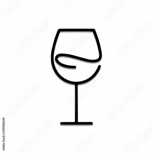 Minimalist wine glass icon with swirl design