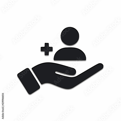 Account creation or user registration icon with helping hand