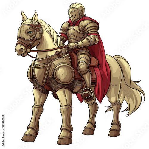 Heroic medieval knight on a horse fantasy realm gigapixel illustration vibrant colors dynamic action scene photo